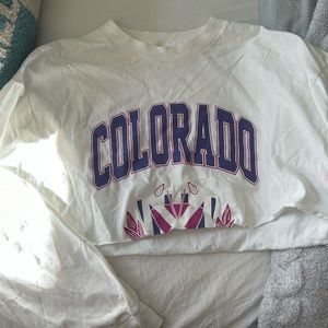 White cropped Colorado long sleeve, brandy Melville shirt